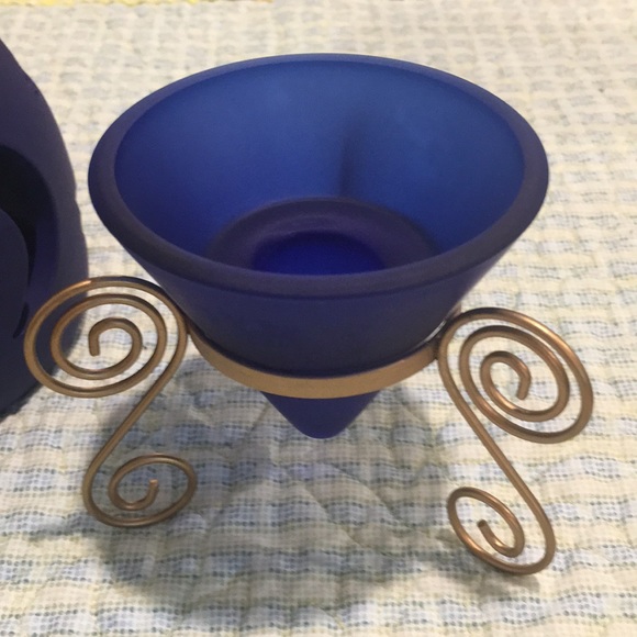 Oil and Candle Burner Navy Blue 5-Piece Set NEW Star & Moon Cut-Out Design NICE - Picture 6 of 11